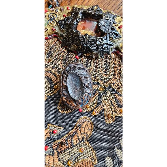 Vintage Mary Frances Egyptian Tapestry Purse Beaded Handbag Numbered - Picture 5 of 16